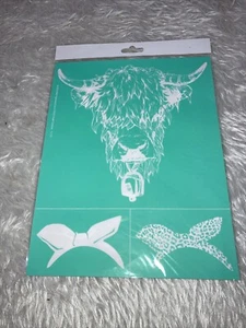 Chalk Couture Neu Highland Kuh Transfer Schablone Größe B Brandneu - Bild 1 von 5