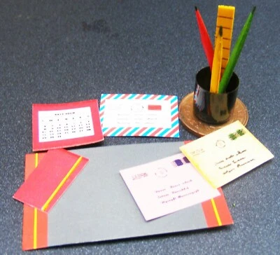 MARKENLOS Puppenstube Arbeitszimmer Büro Schreibwaren Set Maßstab 1:12 Miniatur Zubehör Tumdee