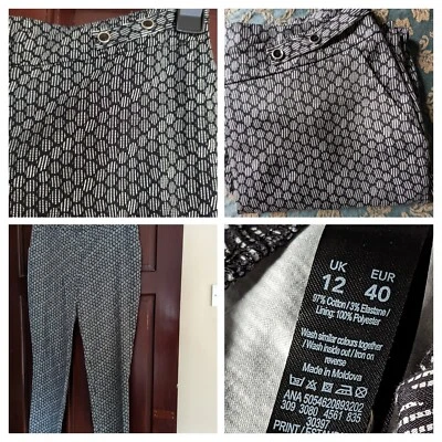 Pantalón Mujer George Talla 12 Blanco y Negro Estampado Geométrico Mezcla Algodón Foto 1 de 4