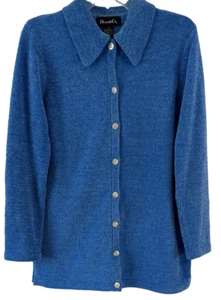 Denim & Co. Cardigan Pullover mit Kragen blau Strick Gr. Small Langarm Damen WB21 - Bild 1 von 6