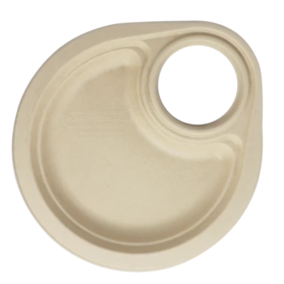 World Centric's 9 Inch Fiber Party Plates w/Drink Cup Holder (Package of 200)