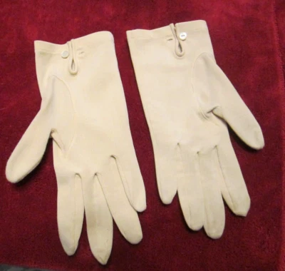 Mujer Vintage Guantes Vestido Iglesia Crema Botón Acento MCM 1960s Talla S Foto 1 de 4