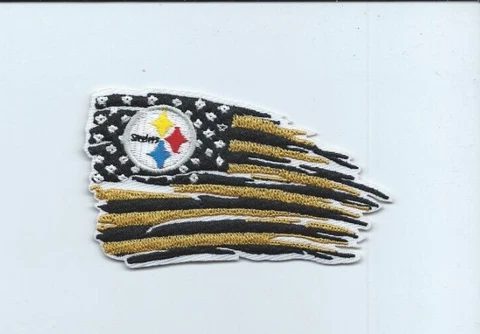 New 2 x 3 1/2 Inch Pittsburgh Steelers Flag Iron on Patch Free Ship Cover