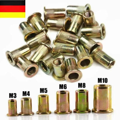 Stahl Verzinkt Nietmutter Sortiment Gewindenieten + Einnietmuttern Flachkopf Set - Bild 1 von 4