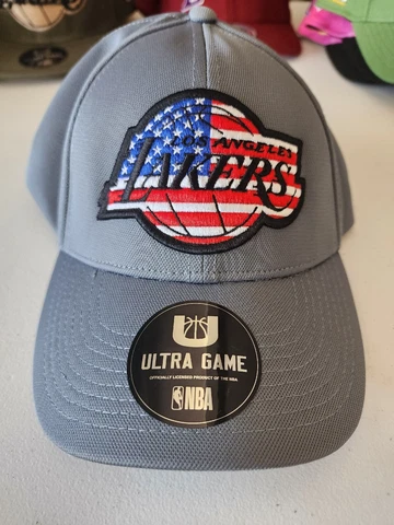 NBA Los Angeles Lakers Hat OSFA | Gray | American Flag Logo USA Ultra Game Cover