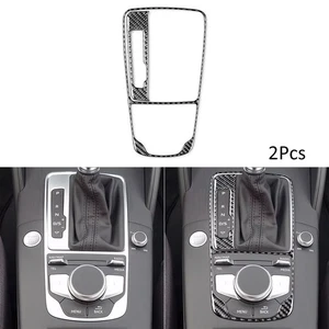 2Pcs Real Carbon Fiber Console Gear Shift Panel Trim For Audi A3 S3 RS3 8V 13-19 - Picture 1 of 8