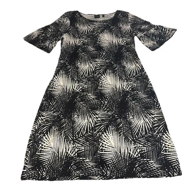 Vestido para mujer Rafaella estampado negro/blanco manga acampanada talla mediana Foto 1 de 4