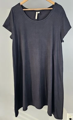 Vestido camisero Purejill XL negro elástico manga corta algodón Pima cómodo para mujer  Foto 1 de 4
