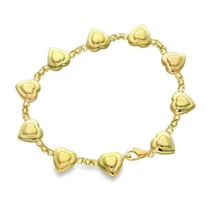 14ct Yellow Gold Fancy Heart Bracelet - 8" - 11.7g - Picture 1 of 4