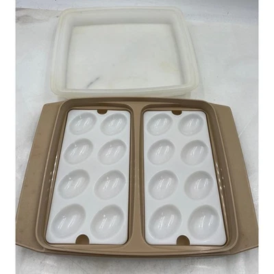 VTG Tupperware Deviled Egg Carrier Tray with Lid Tan - Image 1 of 4