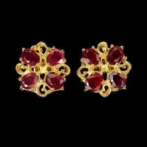 925 Sterling Silver Earrings Pear Ruby 5x4mm Natural Gemstone Jewelry - Picture 1 of 14