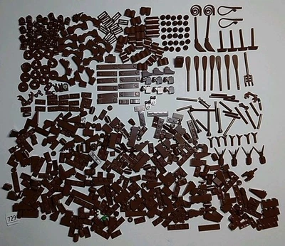 Lote Lego 500 pequenos tijolos marrom avermelhados modificados Harry Potter vassouras chicotes 729 - Imagem 1 de 4