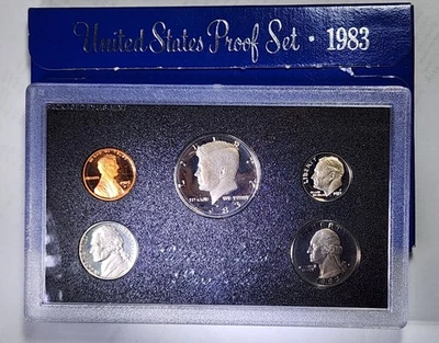 Juego S PROOF 1983 en caja original como nuevo en Estados Unidos (juego de 5 monedas) - Envío gratuito Foto 1 de 2