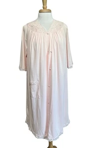 Shadowline Vintage EE. UU. 2 piezas Camisón Bata Conjunto Para Mujer M Rosa Nylon - Imagen 1 de 10