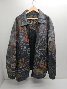 Chaqueta Bomber Scarface Tony Montana Cuero Bordado Para Hombre 6XL Negra De Colección - Imagen 1 de 13
