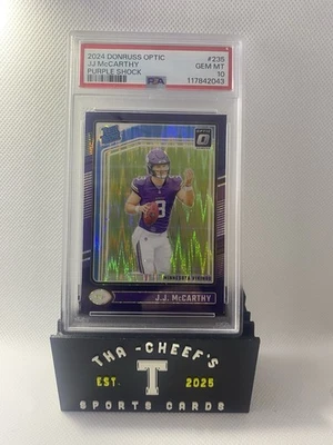 Panini Donruss Optic 2024 - Clasificado Novato J.J. McCarthy Purple Shock Prizm PSA 10 Foto 1 de 2