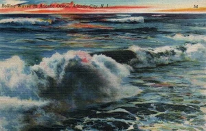 Postal de colección: Rolling Waves of the Atlantic Ocean, Atlantic City, Nueva Jersey - Imagen 1 de 2