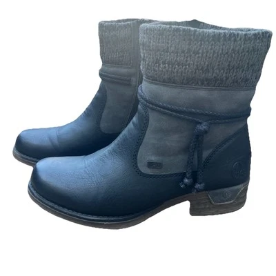 Rieker Botas Mujer Talla 7.5 EU 38 Negro Cuero Estilo Motociclista Botines Hada Oscura Foto 1 de 4