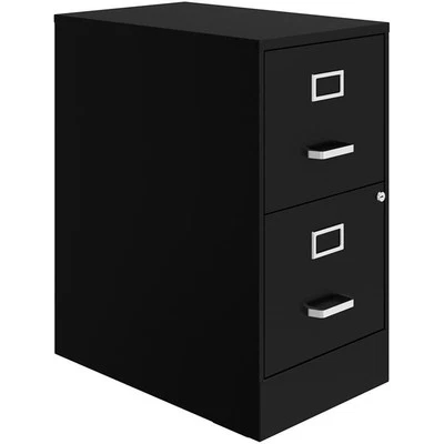 Pemberly Row 2-Drawers Vertical Black Metal Filing Cabinet Pre-assembled