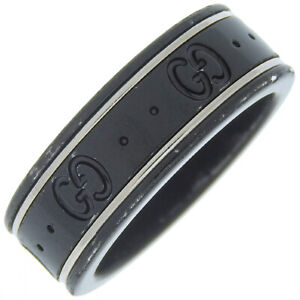 GUCCI Icon ring Ring GG black plastic/K18 white gold #6(US Size) Women