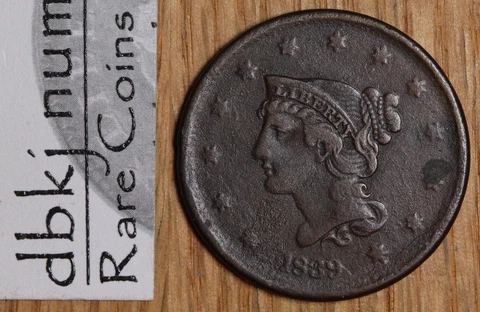 1839 Large Cent - Head of 40 - XF- Extra Fine - Details Cover