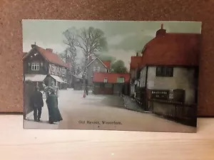 J A HUGHES THE LIBRARY WESTERHAM POSTCARD OLD HOUSES WESTERHAM KENT HORSE & CART - Picture 1 of 1