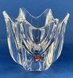 ORREFORS "BELLE" TULIP Bowl Vase Votive 6 Pedal 4.5" W 4.25" H Signed Sweden EUC - Picture 1 of 9