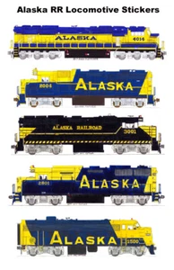 Locomotoras de ferrocarril de Alaska 5 pegatinas individuales Andy Fletcher - Imagen 1 de 1