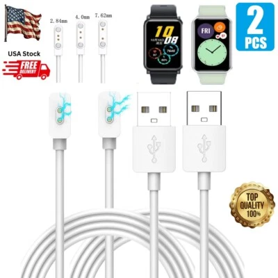 Cable de carga para reloj inteligente de 2 pines de 2 piezas Cargador magnético universal Cable de datos USB Foto 1 de 4