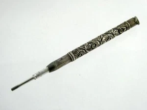 Antique Sterling SIlver Swirl Pattern Extending Mechanical Pencil 7.7g 3 Inches - Picture 1 of 11