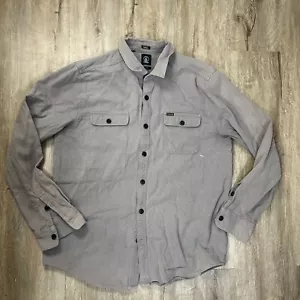 Volcom Men's Long Sleeve Button Up Gray XL Slim Fit Cotton Flannel - Picture 1 of 8