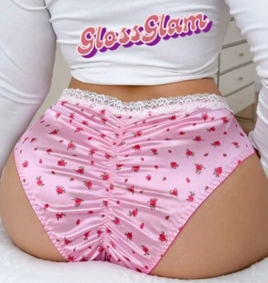 Mujer Estampado Floral Rosa Sensación Sedosa Satén Bragas Impresionantes Detalles Talla Grande X Foto 1 de 4