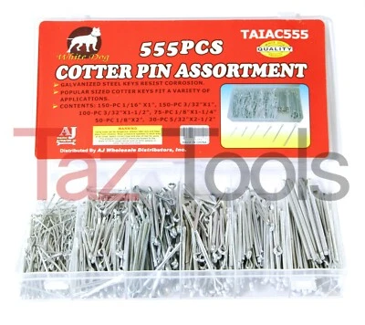 AJ/ATE 555 pcs Cotter Pin Assortment Keys Safety Retainer Pins set Cotter Keys 6 sizes