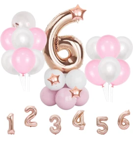 Rose Gold Number Balloons 6th Birthday Balloons for Girl 40inch Large Number. A3 - Picture 1 of 4