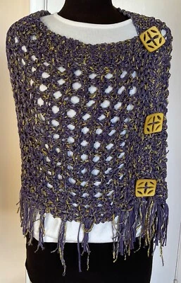 Capelet/poncho/envoltura de hilo Lucci tejido a mano muestra de diseñador Pima algodón/metálico Foto 1 de 4