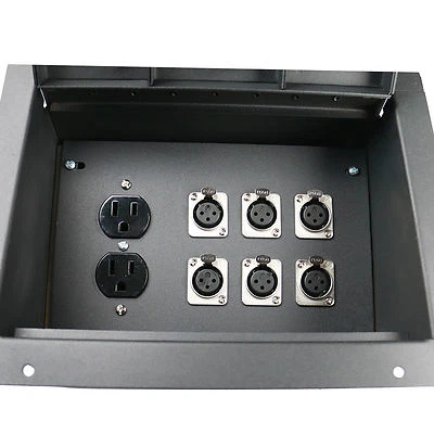 Elite Core Recessed Floor stage pocket box 6XLR jacks mic connectors AC outlets - Image 1 of 3