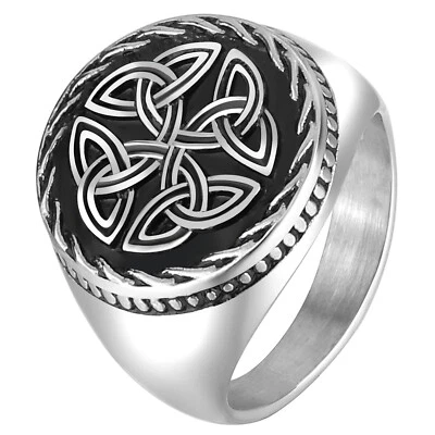 Anillo de nudo celta nórdico vintage para hombre de acero inoxidable banda vikinga nórdica talla 8-13 Foto 1 de 4