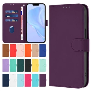 PU Leather Candy Color Wallet Phone Case for Vivo S18 Y17 Y200E V40SE Y15 Y38 - Picture 1 of 30