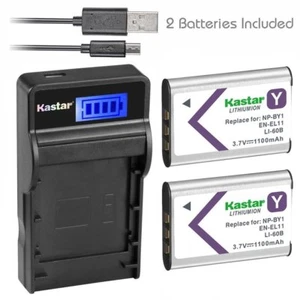 NP-BY1 EN-EL11 LI-60B Battery & Slim LCD Charger for Nikon Coolpix S550 S560 - Picture 1 of 6