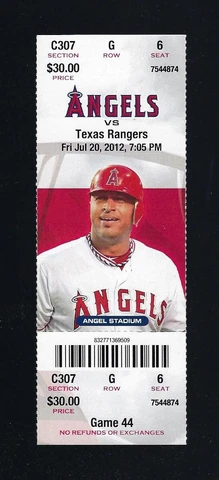 2012 MIKE TROUT HOME RUN FULL TICKET - RANGERS @ LOS ANGELES ANGELS - JULY 20 Cover