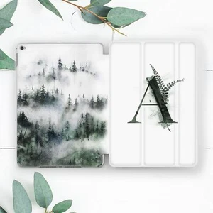 Custom Monogram Forest Fog Art Case For iPad 10.2 Pro 12.9 11 9.7 Air 4 5 Mini - Picture 1 of 6