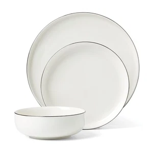 896602 24 Seven 12-teiliges Geschirrset mit schwarzem Rand - Bild 1 von 8