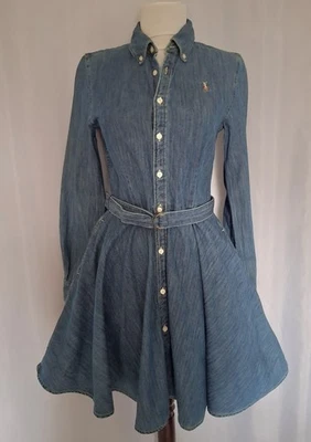 Vestido Camisa Denim Ralph Lauren Para Mujer/Niña Con Botones Cinturón XS/S/14 Foto 1 de 4