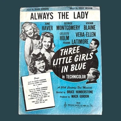 Always the Lady Sheet Music Three Little Girls in Blue Movie Fox Musical 1946 - Image 1 of 4