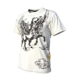 Ringspun / T-shirt uomo vintage ricamata e perline / colore bianco sporco / ottime condizioni - Foto 1 di 9
