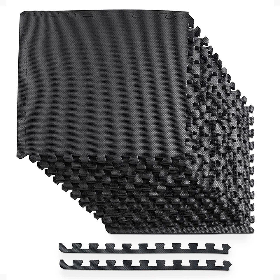 Azulejos de espuma EVA entrelazada BalanceFrom Fitness 48 pies cuadrados, negros Foto 1 de 4