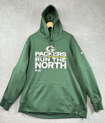 Nike Green Bay Packers Hoodie Mens 2XL Green Run The NFC North Therma Fit NFL - Image 1 of 4