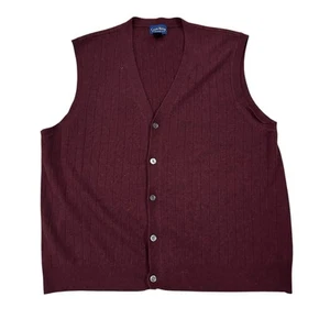 Club Room Charter Club Men's XL Lambs Wool Cardigan Sweater Vest Red Granpda - Picture 1 of 6