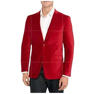 Madison Modern Fit Red Velvet Blazer Sport Coat Luxe Cotton Blend Men Size 40R - Picture 1 of 11