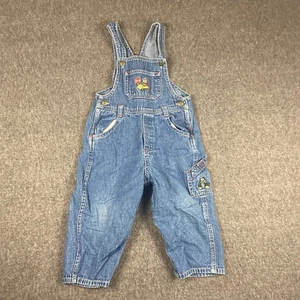 OshKosh BGosh Salopette Denim Bambino 24 Mesi Orso Applique Auto Blu - Foto 1 di 8